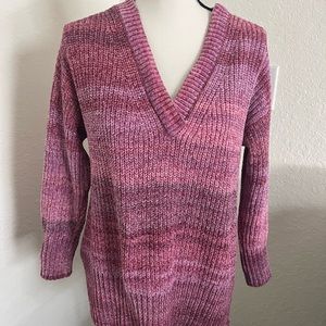 Seven7 Pink V Neck Oversized Sweater Size Small